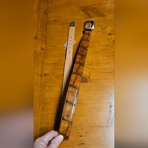 Onyx By Brighton Brown Embossed Leather Belt